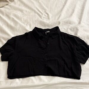 H&M Black Button-Down Crop Shirt